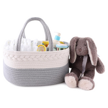 Load image into Gallery viewer, Baby Diaper Caddy Storage Basket Canvas Rope Organizer