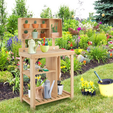 Load image into Gallery viewer, Outdoor Gardening Potting Workbench Table with Storage