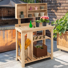 Load image into Gallery viewer, Outdoor Gardening Potting Workbench Table with Storage