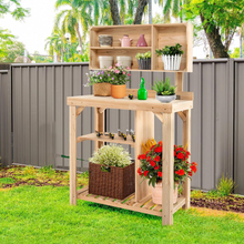 Load image into Gallery viewer, Outdoor Gardening Potting Workbench Table with Storage