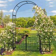 Load image into Gallery viewer, Metal Outdoor Garden Arch Trellis Arbor with Gate