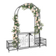 Metal Outdoor Garden Arch Trellis Arbor with Gate