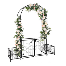 Load image into Gallery viewer, Metal Outdoor Garden Arch Trellis Arbor with Gate