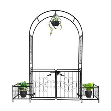 Load image into Gallery viewer, Metal Outdoor Garden Arch Trellis Arbor with Gate