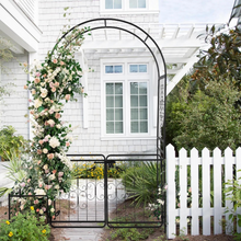 Load image into Gallery viewer, Metal Outdoor Garden Arch Trellis Arbor with Gate