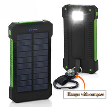 Load image into Gallery viewer, Ultra-Thin Outdoor Waterproof Solar Power Bank - 2 Led Light Flashlight with Compass