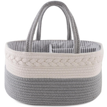 Load image into Gallery viewer, Baby Diaper Caddy Storage Basket Canvas Rope Organizer