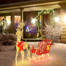 Load image into Gallery viewer, Life Size Outdoor Christmas Reindeer Sleigh Decoration