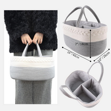 Load image into Gallery viewer, Baby Diaper Caddy Storage Basket Canvas Rope Organizer