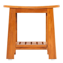 Load image into Gallery viewer, Solid Teak Wood Shower Bench Seat with Storage Shelf
