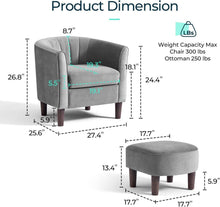 Load image into Gallery viewer, Accent Chair with Ottoman