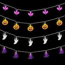 Load image into Gallery viewer, Festive Spider Pumpkin Ghost Halloween String Lights Decor