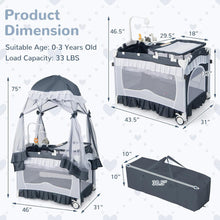 Load image into Gallery viewer, Portable Baby Playard Crib Bassinet Bed W/ Table Canopy Music Box