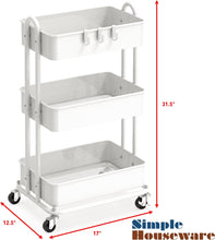 Load image into Gallery viewer, Heavy Duty 3-Tier Metal Utility Rolling Cart