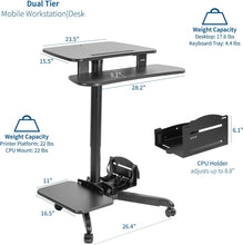 Load image into Gallery viewer, Rolling Mobile Computer Workstation Desk Cart