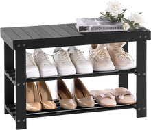 Load image into Gallery viewer, Modern 3-Tier Bamboo Shoe Bench Entryway