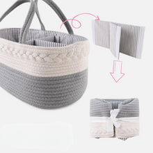 Load image into Gallery viewer, Baby Diaper Caddy Storage Basket Canvas Rope Organizer