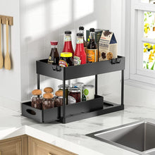 Load image into Gallery viewer, 2 Tier Pull Out Cabinet Organizer Sliding Storage Rack
