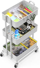 Load image into Gallery viewer, Heavy Duty 3-Tier Metal Utility Rolling Cart