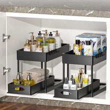 Load image into Gallery viewer, 2 Tier Pull Out Cabinet Organizer Sliding Storage Rack