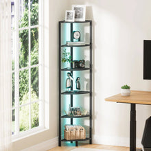 Load image into Gallery viewer, 6-Tier Corner Bookshelf for Living Room, Bedroom, Kitchen, Bathroom