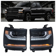 Load image into Gallery viewer, 2016-2018 Chevrolet Silverado 1500 HID Headlights, Integrated LED DRL Assembly, Left Driver & Right Passenger Side Pair, Direct OEM Fit
