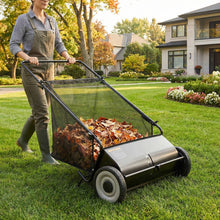 Load image into Gallery viewer, Push Lawn Sweeper 26 Inch 7 Cu Ft Leaf Collector with Adjustable Height Manual Grass Sweeper for Yard Garden