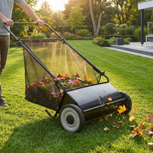 Load image into Gallery viewer, Push Lawn Sweeper 26 Inch 7 Cu Ft Leaf Collector with Adjustable Height Manual Grass Sweeper for Yard Garden