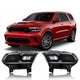 2021 to 2023 Dodge Durango LED Headlights, Black Trim Housing with Halogen Turn Signals, Left & Right Side Pair, Direct OEM Replacement