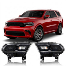 Load image into Gallery viewer, 2021 to 2023 Dodge Durango LED Headlights, Black Trim Housing with Halogen Turn Signals, Left & Right Side Pair, Direct OEM Replacement