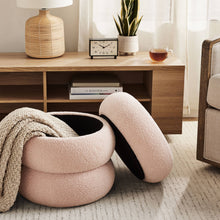 Load image into Gallery viewer, Round Boucle Ottoman Storage