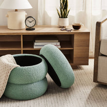 Load image into Gallery viewer, Round Boucle Ottoman Storage