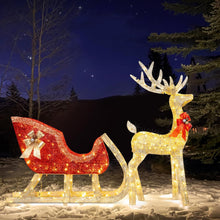 Load image into Gallery viewer, Life Size Outdoor Christmas Reindeer Sleigh Decoration