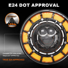 Load image into Gallery viewer, 7-Inch Round LED Projector Headlight with White DRL & Amber Turn Signal