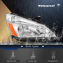 Load image into Gallery viewer, 2003-2007 Honda Accord Chrome Headlight Assembly Pair with Amber Corners