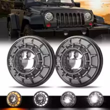 Load image into Gallery viewer, 7-Inch Round LED Projector Headlight with White DRL & Amber Turn Signal