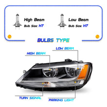 Load image into Gallery viewer, 2011-2018 Volkswagen Jetta Chrome Halogen Headlight Assembly Pair with Amber Markers