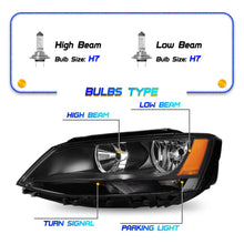 Load image into Gallery viewer, 2011-2018 Volkswagen Jetta Black Halogen Headlight Assembly Pair with Amber Markers