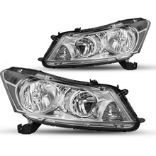 Load image into Gallery viewer, Title: 2008-2012 Honda Accord Sedan Chrome Headlight Assembly Pair with Clear Corners