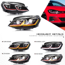 Load image into Gallery viewer, 2013-2017 VW Golf MK7 LED Projector Headlight Assembly Pair - Black