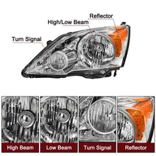 Load image into Gallery viewer, 2007-2011 Honda CR-V Chrome Headlight Assembly Pair with Amber Corner Lamps