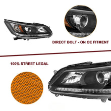 Load image into Gallery viewer, 2013-2015 Honda Accord Sedan Black Projector Headlight Assembly Pair - No DRL