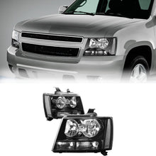 Load image into Gallery viewer, 2007-2014 Chevy Tahoe Suburban Avalanche Black Headlights, Crystal Clear Lens Assembly, Left & Right Side Pair, Direct OEM Fit