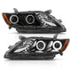 2007-2009 Toyota Camry Dual LED Halo Projector Headlight Assembly Pair - Black
