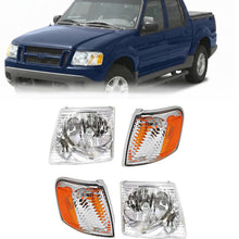 Load image into Gallery viewer, 2001-2005 Ford Explorer Sport Trac Headlight & Corner Light Kit, 4 Piece Crystal Clear Lens Assembly, Left & Right Side Pair, Direct OEM Fit