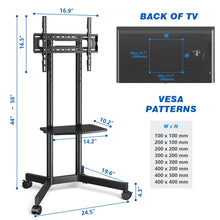 Load image into Gallery viewer, Rolling Tv Stand Mobile Cart With Shelf