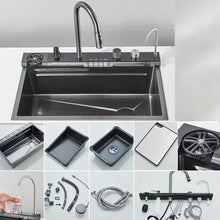 Load image into Gallery viewer, Waterfall Kitchen Sink Stainless Steel with Faucet Single Bowl Workstation Sink Cup Washer Soap Dispenser