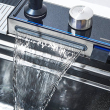 Load image into Gallery viewer, Waterfall Kitchen Sink Stainless Steel with Faucet Single Bowl Workstation Sink Cup Washer Soap Dispenser