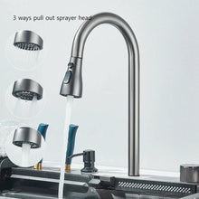 Load image into Gallery viewer, Waterfall Kitchen Sink Stainless Steel with Faucet Single Bowl Workstation Sink Cup Washer Soap Dispenser
