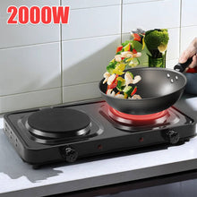 Load image into Gallery viewer, Portable Electric Hot Plate Double Burner 120V Electric Stove Cooktop for Cooking